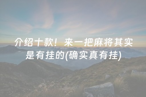 介绍十款！来一把麻将其实是有挂的(确实真有挂)