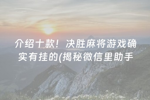 介绍十款！决胜麻将游戏确实有挂的(揭秘微信里助手软件)