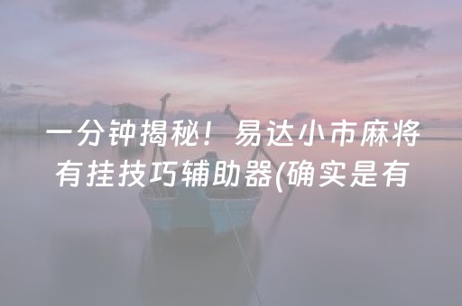 一分钟揭秘！易达小市麻将有挂技巧辅助器(确实是有挂)