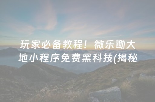 玩家必备教程！微乐锄大地小程序免费黑科技(揭秘手机上赢牌技巧)