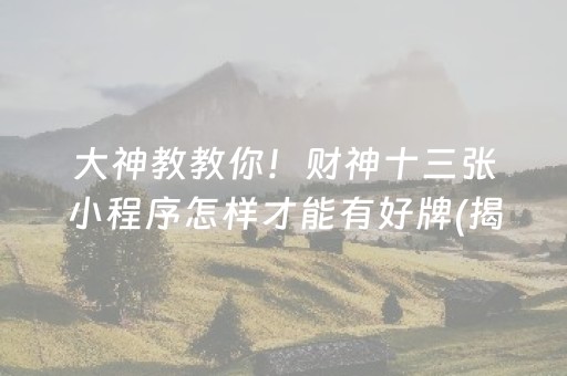 大神教教你！财神十三张小程序怎样才能有好牌(揭秘手机上辅牌器)