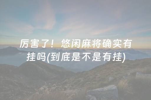 厉害了！悠闲麻将确实有挂吗(到底是不是有挂)