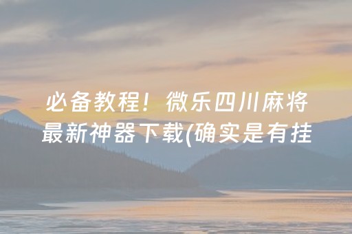 必备教程！微乐四川麻将最新神器下载(确实是有挂的)