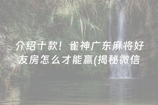 介绍十款！雀神广东麻将好友房怎么才能赢(揭秘微信里辅牌器)