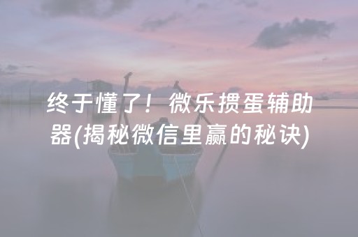 终于懂了！微乐掼蛋辅助器(揭秘微信里赢的秘诀)