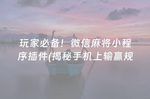 玩家必备！微信麻将小程序插件(揭秘手机上输赢规律)