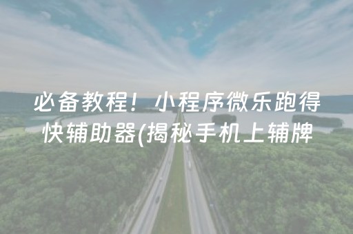 必备教程！小程序微乐跑得快辅助器(揭秘手机上辅牌器)