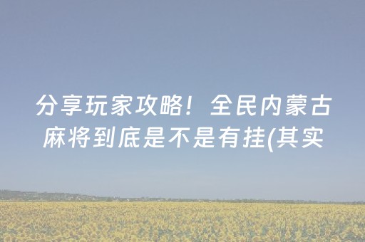 分享玩家攻略！全民内蒙古麻将到底是不是有挂(其实是有挂的)