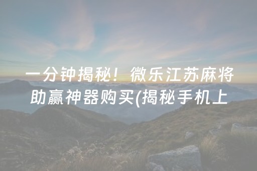 一分钟揭秘！微乐江苏麻将助赢神器购买(揭秘手机上确实有猫腻)