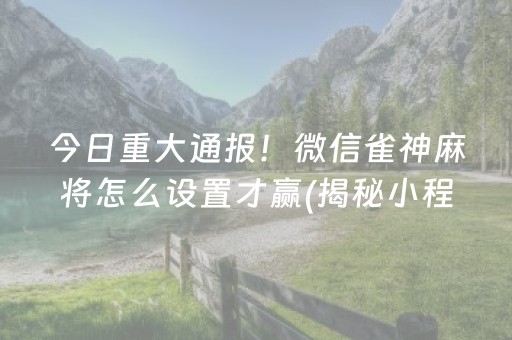 今日重大通报！微信雀神麻将怎么设置才赢(揭秘小程序怎么容易赢)