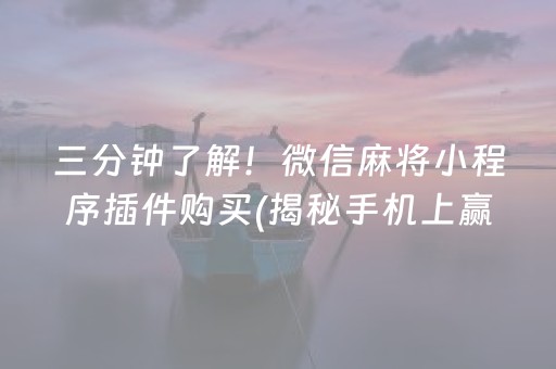 三分钟了解！微信麻将小程序插件购买(揭秘手机上赢牌的技巧)