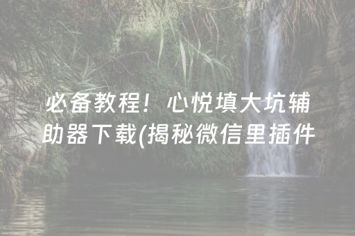 必备教程！心悦填大坑辅助器下载(揭秘微信里插件下载)