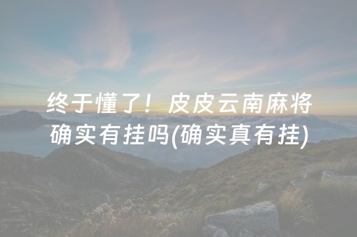 终于懂了！皮皮云南麻将确实有挂吗(确实真有挂)