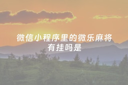 微信小程序里的微乐麻将有挂吗是（微信小程序微乐麻将有挂吗?）