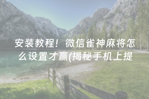 安装教程！微信雀神麻将怎么设置才赢(揭秘手机上提高赢的概率)