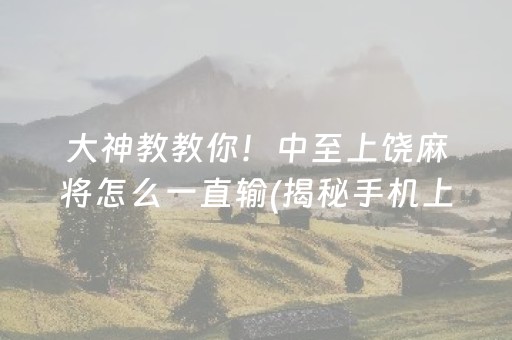 大神教教你！中至上饶麻将怎么一直输(揭秘手机上系统发好牌)