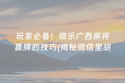 玩家必备！微乐广西麻将赢牌的技巧(揭秘微信里胡牌技巧)