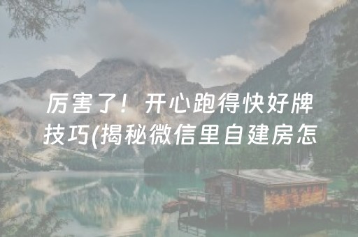 厉害了！开心跑得快好牌技巧(揭秘微信里自建房怎么赢)