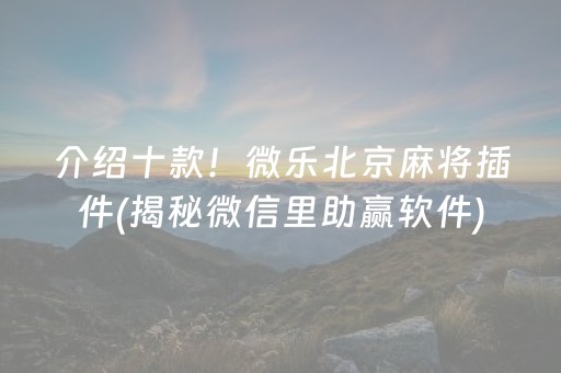 介绍十款！微乐北京麻将插件(揭秘微信里助赢软件)