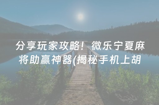 分享玩家攻略！微乐宁夏麻将助赢神器(揭秘手机上胡牌神器)