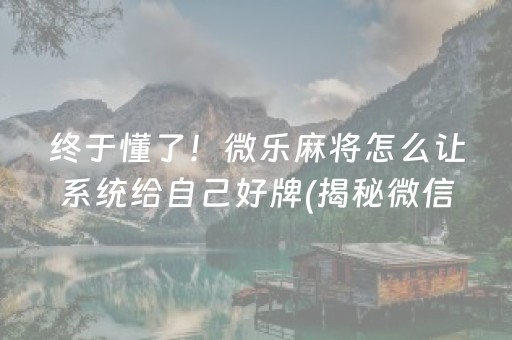 终于懂了！微乐麻将怎么让系统给自己好牌(揭秘微信里赢牌的技巧)