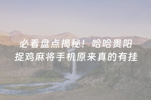 必看盘点揭秘！哈哈贵阳捉鸡麻将手机原来真的有挂呢(到底是不是有挂)