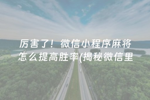 厉害了！微信小程序麻将怎么提高胜率(揭秘微信里规律攻略)