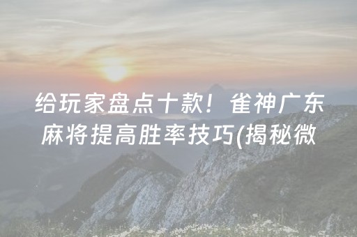 给玩家盘点十款！雀神广东麻将提高胜率技巧(揭秘微信里专用神器下载)