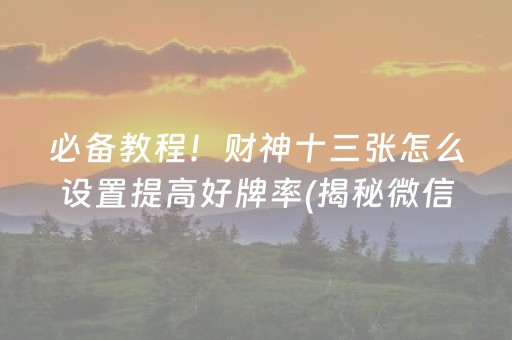 必备教程！财神十三张怎么设置提高好牌率(揭秘微信里助攻神器)