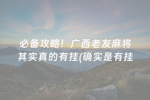 必备攻略！广西老友麻将其实真的有挂(确实是有挂)