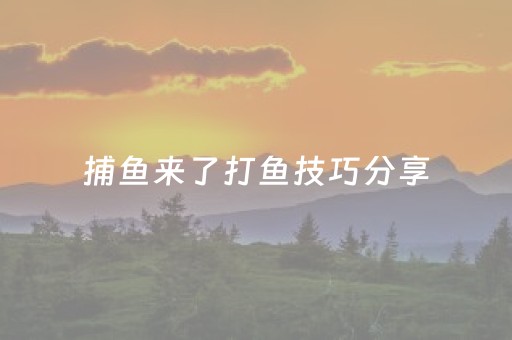 捕鱼来了打鱼技巧分享（捕鱼来了打鱼有什么技巧）