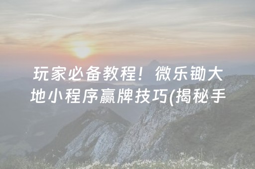 玩家必备教程！微乐锄大地小程序赢牌技巧(揭秘手机上胡牌神器)