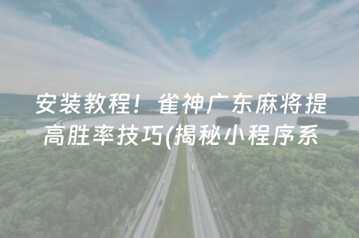 安装教程！雀神广东麻将提高胜率技巧(揭秘小程序系统发好牌)