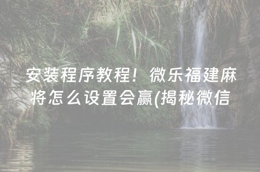 安装程序教程！微乐福建麻将怎么设置会赢(揭秘微信里提高赢的概率)