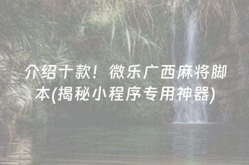 介绍十款！微乐广西麻将脚本(揭秘小程序专用神器)