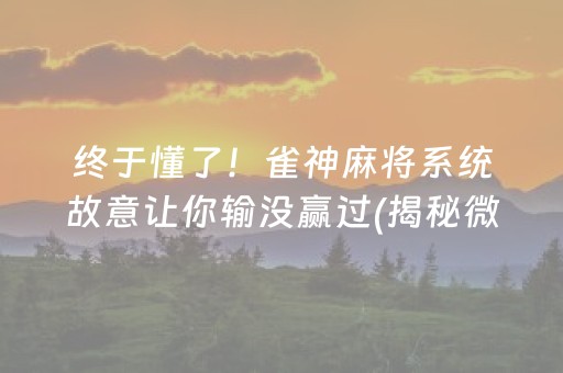 终于懂了！雀神麻将系统故意让你输没赢过(揭秘微信里助赢神器)