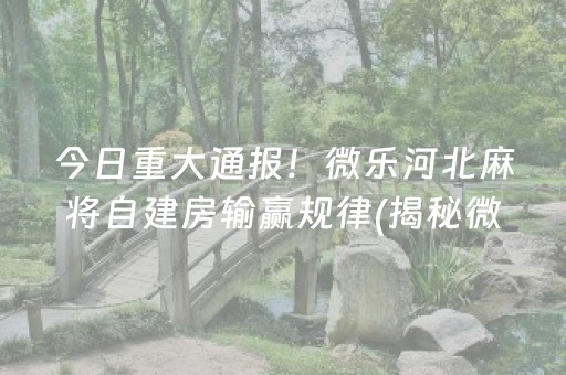 今日重大通报！微乐河北麻将自建房输赢规律(揭秘微信里助攻神器)