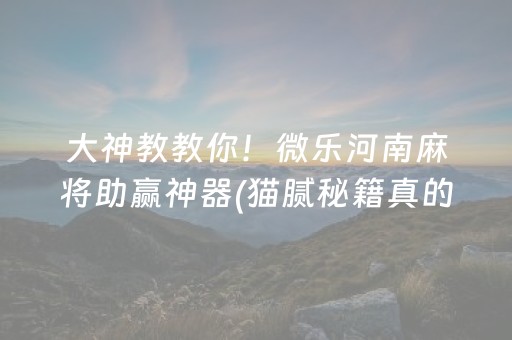 大神教教你！微乐河南麻将助赢神器(猫腻秘籍真的有挂)