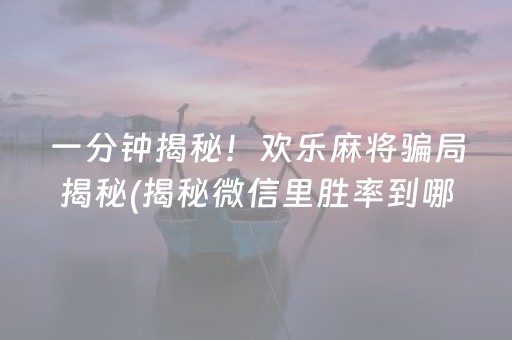 一分钟揭秘！欢乐麻将骗局揭秘(揭秘微信里胜率到哪调)