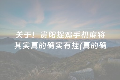 关于！贵阳捉鸡手机麻将其实真的确实有挂(真的确实是有挂)