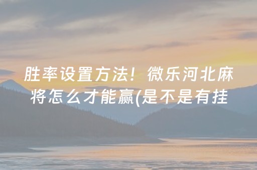 胜率设置方法！微乐河北麻将怎么才能赢(是不是有挂)