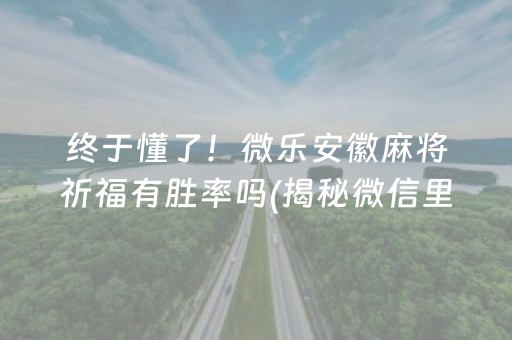 终于懂了！微乐安徽麻将祈福有胜率吗(揭秘微信里插件下载)