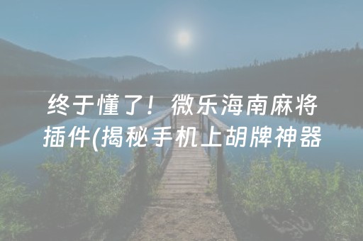 终于懂了！微乐海南麻将插件(揭秘手机上胡牌神器)