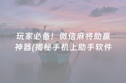 玩家必备！微信麻将助赢神器(揭秘手机上助手软件)