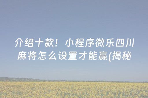 介绍十款！小程序微乐四川麻将怎么设置才能赢(揭秘手机上助赢神器购买)