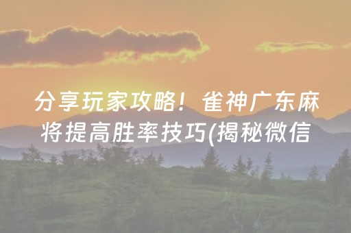 分享玩家攻略！雀神广东麻将提高胜率技巧(揭秘微信里提高胜率)