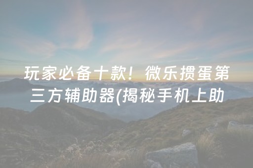 玩家必备十款！微乐掼蛋第三方辅助器(揭秘手机上助赢神器)