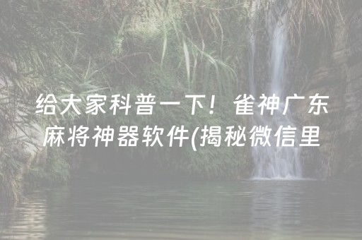 给大家科普一下！雀神广东麻将神器软件(揭秘微信里必备神器)