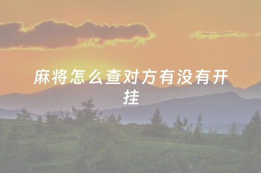 麻将怎么查对方有没有开挂（打麻将怎么识别别人有没有开挂）