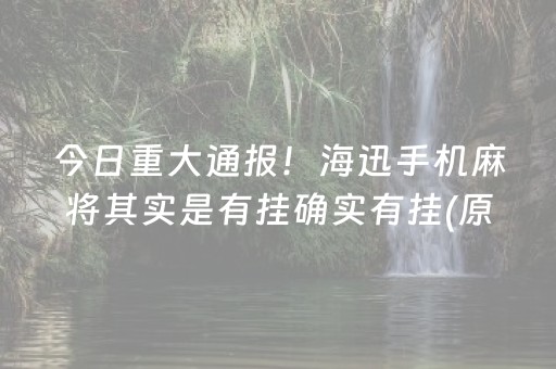 今日重大通报！海迅手机麻将其实是有挂确实有挂(原来真的有挂)